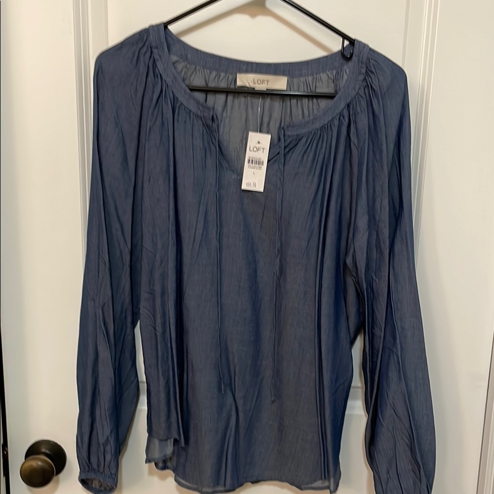 LOFT Women's chambray Blue Top